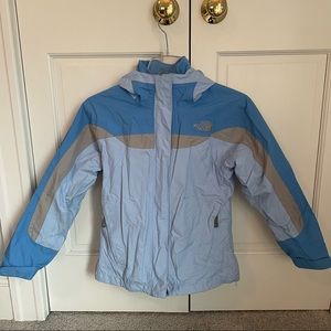 North Face Blue Hyvent Girls Ski Jacket with fleece insert